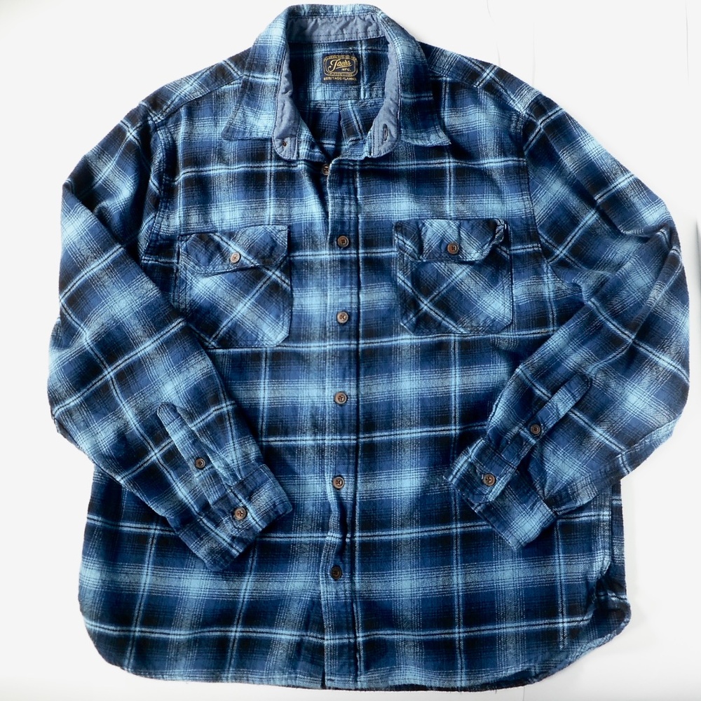 Jachs Heritage Mens Sz XXL Flannel Shirt Blue Black Plaid XLNT